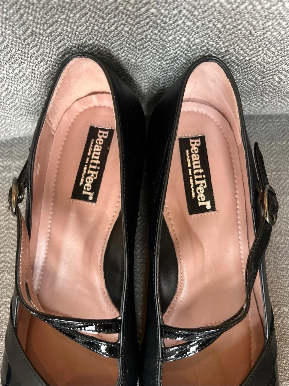 BeautiFeel Black Patent Trim Mary Jane Flats